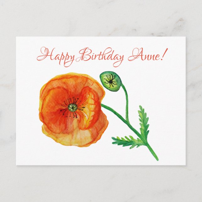 Convite Cartão postal personalizado de aniversário com flo (Frente)