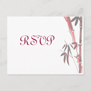 Convite Cartão postal RSVP de Casamento Bamboo Asiático