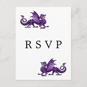 Convite Cartão postal RSVP de Casamento de Dragão Roxo