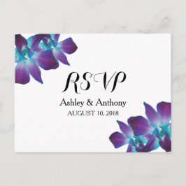 Convite Cartão postal RSVP de Casamento de Orquídea de Den