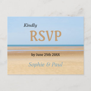 Convite Cartão postal RSVP de Casamento de Praia