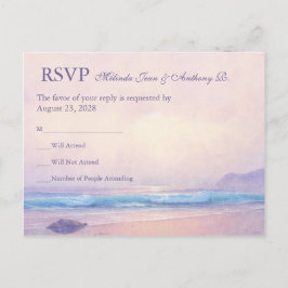 Convite Cartão postal RSVP de Casamento de Praia da Summer