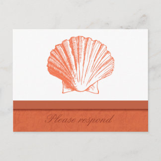 Convite Cartão postal RSVP de Casamento de Praia de Coral 