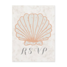 Cartão postal RSVP de Casamento de Seashell Russo 