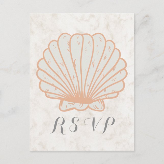 Convite Cartão postal RSVP de Casamento de Seashell Russo  (Frente)