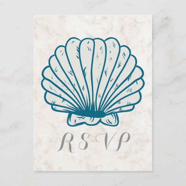 Convite Cartão postal RSVP de Casamento de Seashell Russo  (Frente)