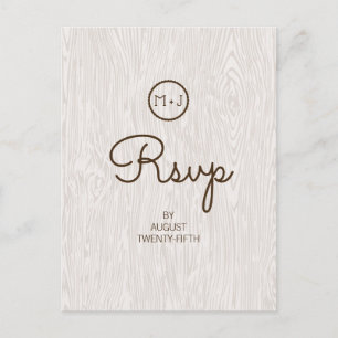 Convite Cartão postal RSVP de Casamento de Woodgrão Russo