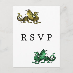 Convite Cartão postal RSVP de Casamento do Dragão Verde Do