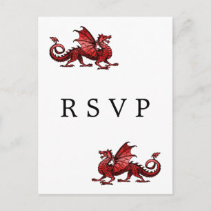 Convite Cartão postal RSVP de Casamento do Dragão Vermelho