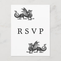 Cartão postal RSVP de Casamento do Silver Dragon