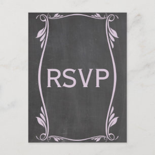 Convite Cartão postal RSVP de Chalkboard Lilac Flourish
