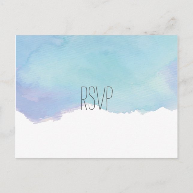 Convite Cartão postal RSVP de Cores Aquáticas (Frente)