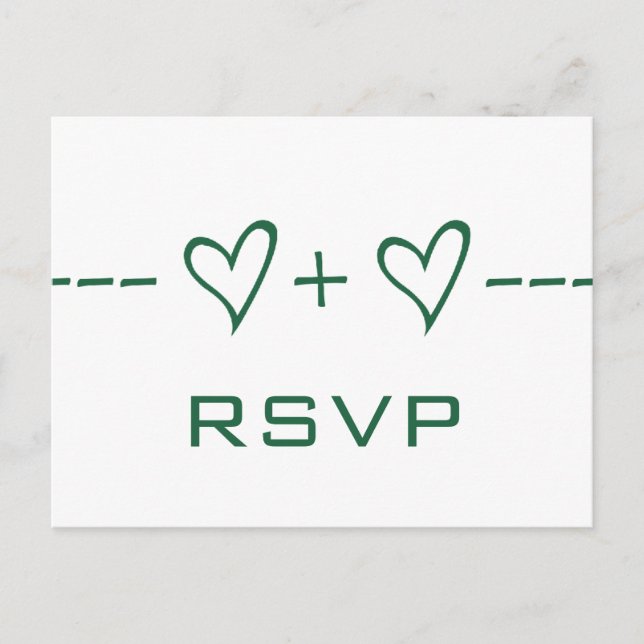 Convite Cartão postal RSVP de Equação de Coração Verde (Frente)