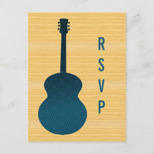 Convite Cartão postal RSVP de Guitarra Azul