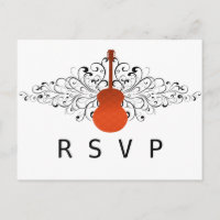 Cartão postal RSVP de Guitarra Laranja