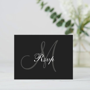Convite Cartão postal RSVP de Monograma de Casamento de Ci