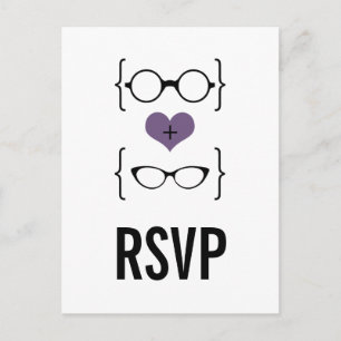 Convite Cartão postal RSVP de Óculos Geeky Roxo