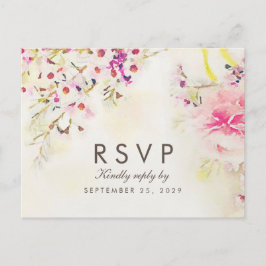 Convite Cartão postal RSVP de Resposta de Boho Floral de W