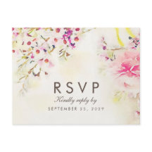 Cartão postal RSVP de Resposta de Boho Floral de W