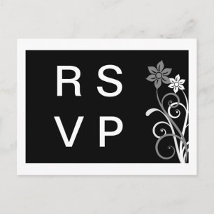 Convite Cartão postal RSVP de Swirls Florais Dramáticas