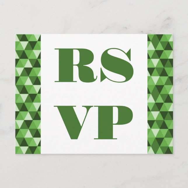 Convite Cartão postal RSVP de Triângulos Geométricos Verde (Frente)