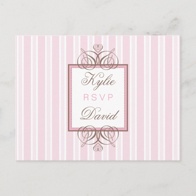 Convite CARTÃO POSTAL RSVP :: faixa de paris - rosa (Frente)
