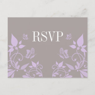 Convite Cartão postal RSVP Floral de Borboleta Lilac