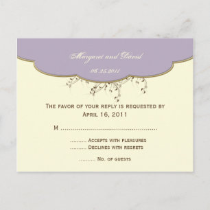 Convite Cartão postal RSVP Românico Roxo e de Marfim