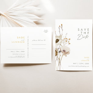 Convite Cartão Postal Save The Date de Flor Silvestre Capr