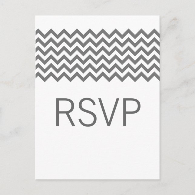 Convite Cartão postal Simples Chevron RSVP de cinza (Frente)
