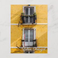 Cartão postal viagem de muro amarelo de Lisboa Por