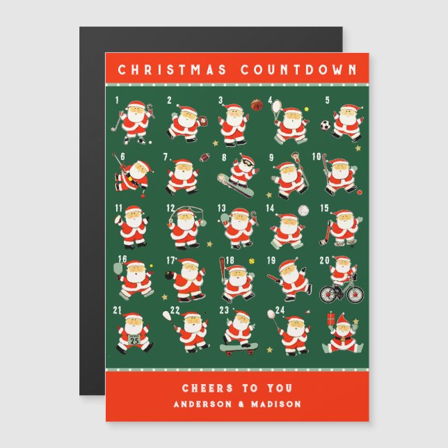 Convite Cartas de presentes de Natal sobre esporte (Frente/Verso)