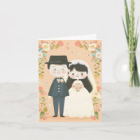 Casal de Cartoon Casamento Bonito