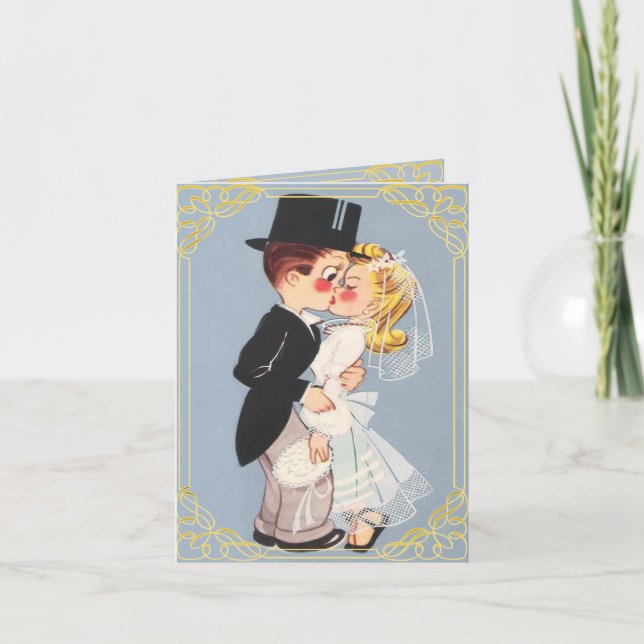 Convite Casal de casamento de animação engraçada e fofa (Frente)