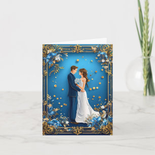 Convite Casal de Casamento Elegante Embracando com Quadro 