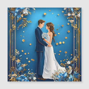 Convite Casal de Noivos Elegantes Abraçando com Moldura Fl