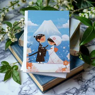 Convite Casal Japonês de Casamento Bonito