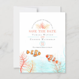 Convite Casamento aviso prévio aquático coral peixe tropic