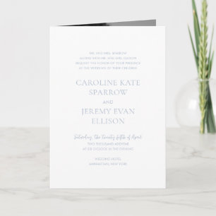 Convite Casamento Azul Empoeirado Limpo Código QR Elegante