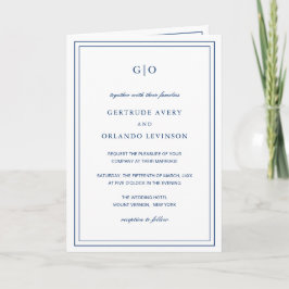 Convite Casamento Azul Marinho Clássico e Elegante