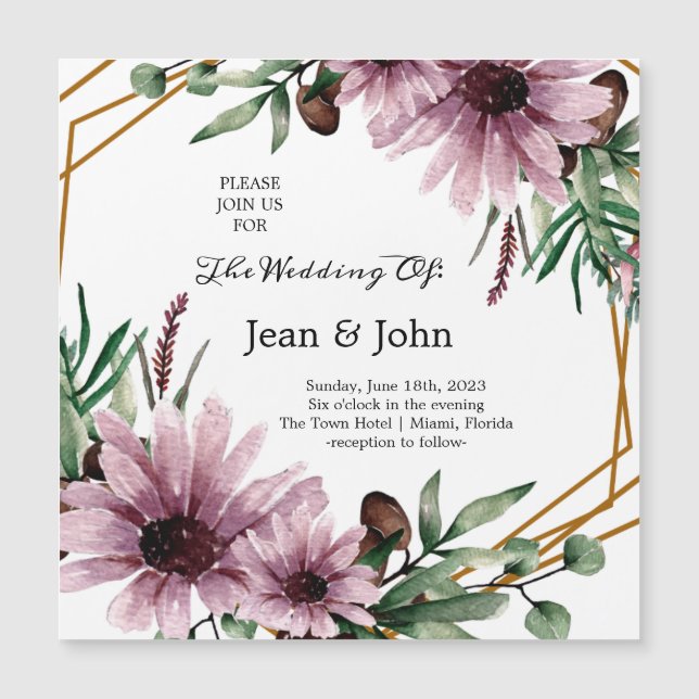 Convite Casamento Bela Flores Violetas (Frente)