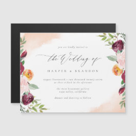 Convite Casamento Botânico Clássico Burgundy Blush
