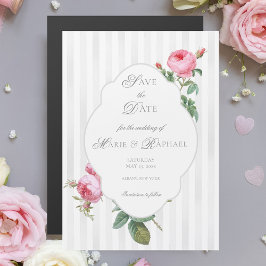 Convite Casamento Botânico Rosa Francesa Salve o Dia