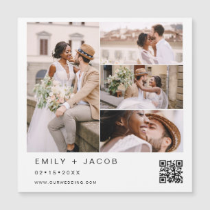 Convite Casamento Branco com código QR de Foto Minimalista