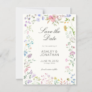 Convite Casamento Branco Simples e Eterno de Flor Selvagem