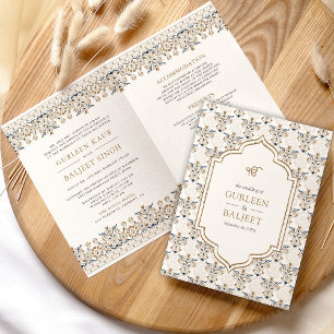 Convite Casamento Brown Ikat All in One Anand Karaj Sikh