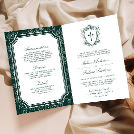 Convite Casamento Católico Código QR Verde Esmeralda Vitor