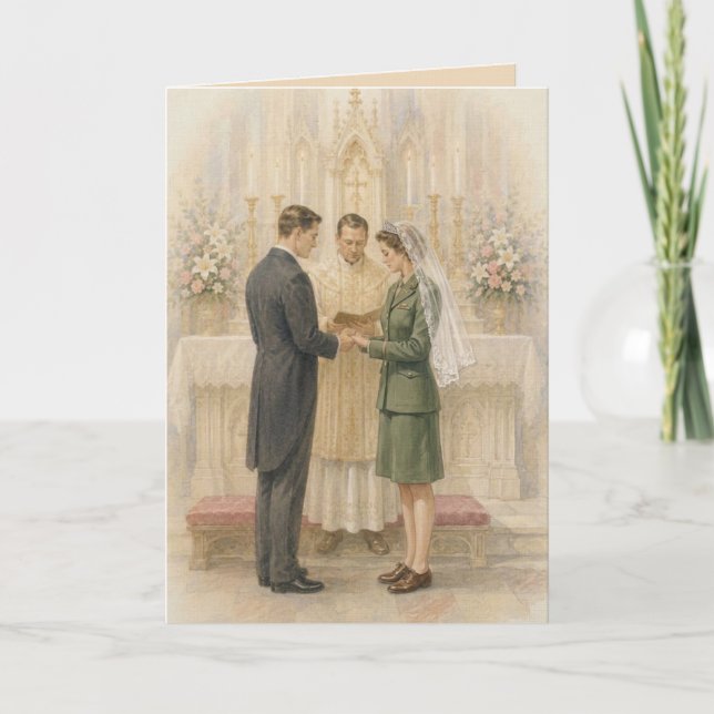Convite Casamento Católico da Noiva do Exército (Frente)
