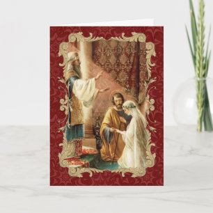 Convite Casamento Católico Dourado Maroon