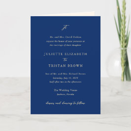Convite Casamento Clássico em Azul Marinho e Creme Tudo em